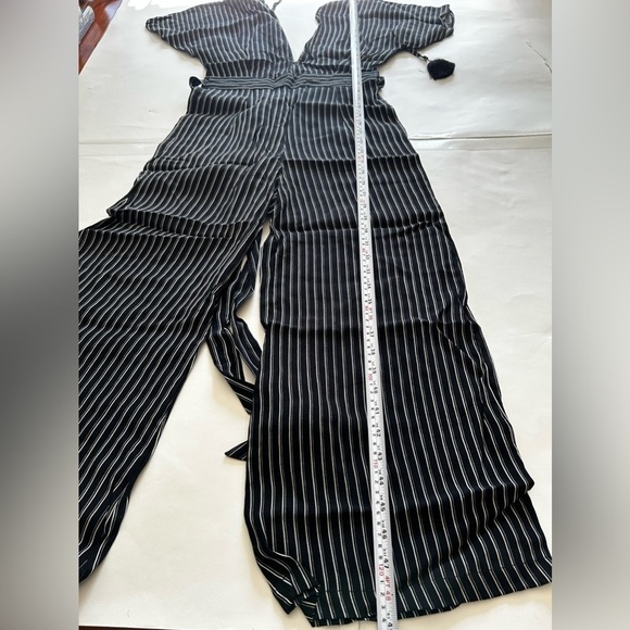 Faithfull the Brand Cedric Jumpsuit striped white and black v neck size 4 - Picture 7 of 14